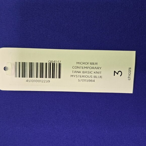 NWT Chicos Blue Knit Tank Top Size 3 Microfiber Contemporary Sleeveless Blue - Picture 4 of 8